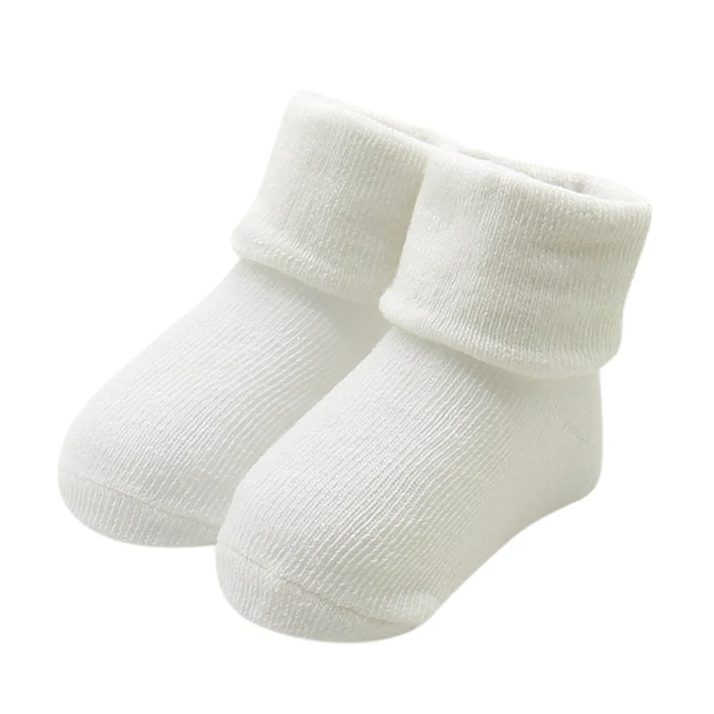 Зимние теплые мягкие хлопковые носки в полоску для маленьких мальчиков носки для младенцев милые детские носки с рисунком для маленьких мальчиков, однотонные красные, 1D18 - Цвет: WH