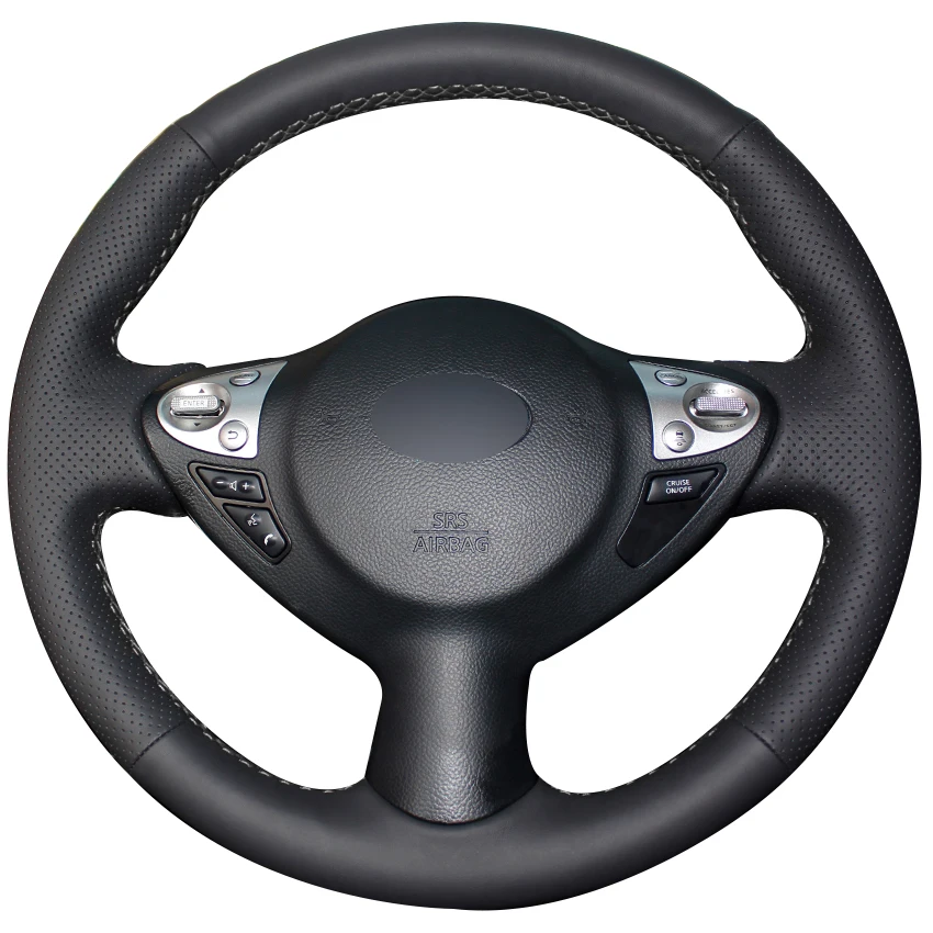 Black Natural Leather Car Steering Wheel Cover for Infiniti FX FX35