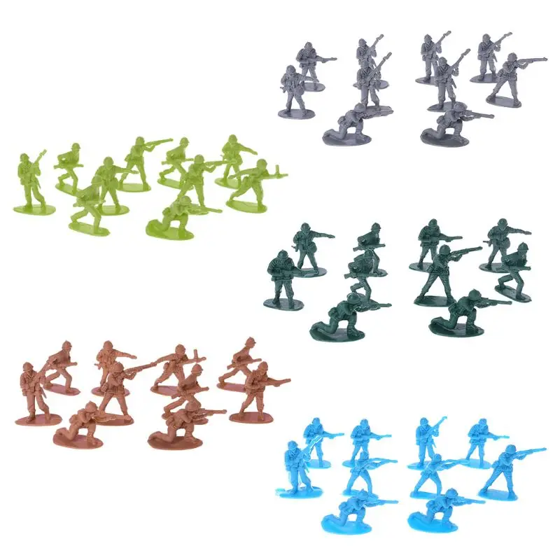 

10pcs Military Army Men Plastic Toy Soldiers Figures Model Toy For Children Boys 5 Colors