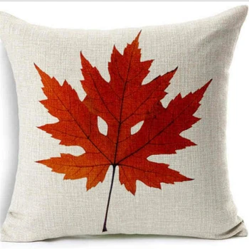 

4pcs/set 45x45cm Home Cotton Linen Maple Leaf Printing Pillow Cover Bed Nordic Decorative Pillow Case