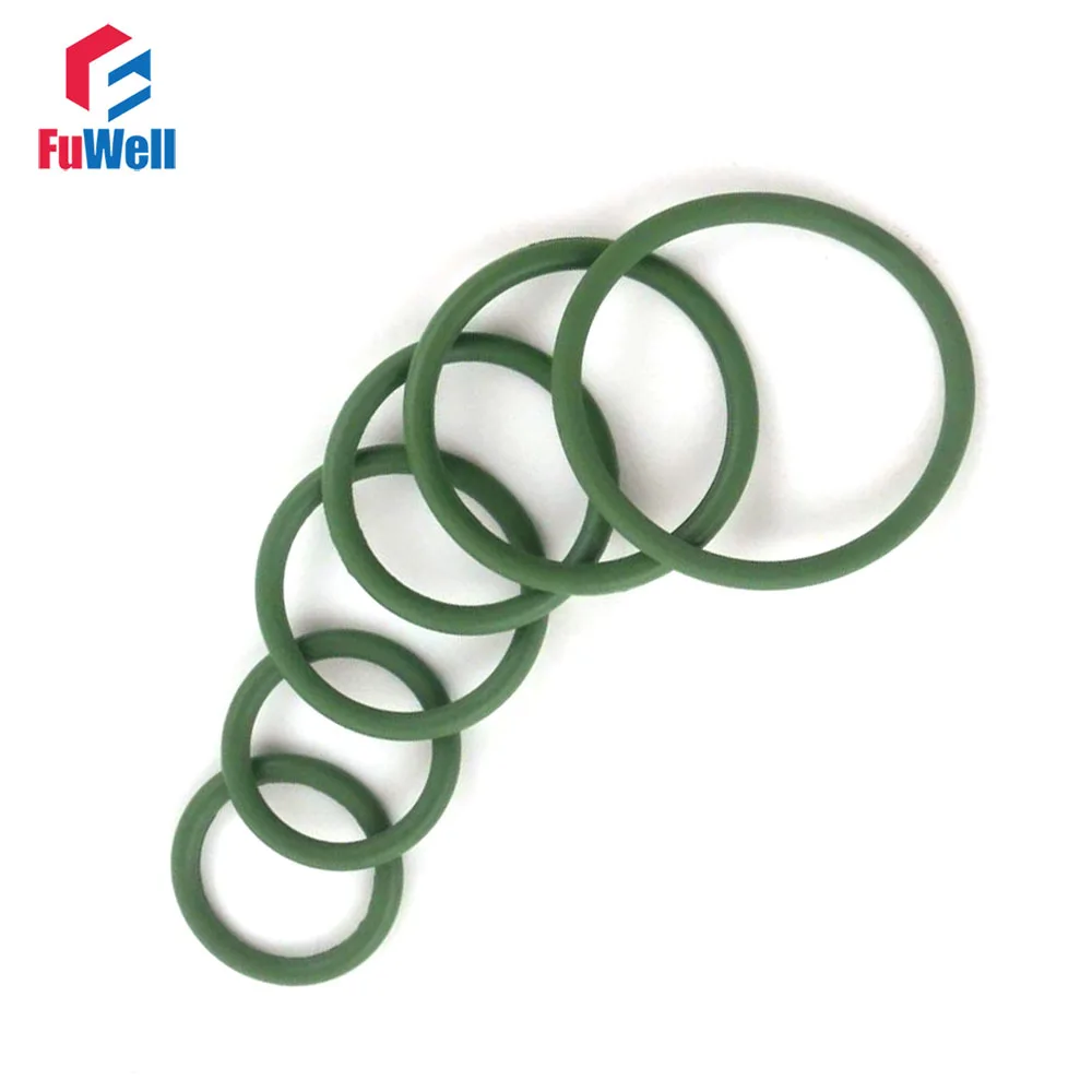 Uxcell Fluorine Rubber O-Rings, 30mm OD 27mm ID 1.5mm Width FKM Seal Gasket For Machinery Plumbing, Green, Pack Of 5