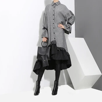VeryYu New 2020 Autumn Winter Women Plus Size Gray Long Sleeve Dress Fashion  VeryYu the Best Online Store for Women Beauty and Wellness Products