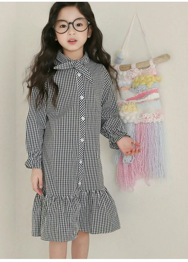 little girls pink dress black long plaid shirts 2018 fall girl dresses kids mermaid school teenage children clothing autumn 2018 (15)