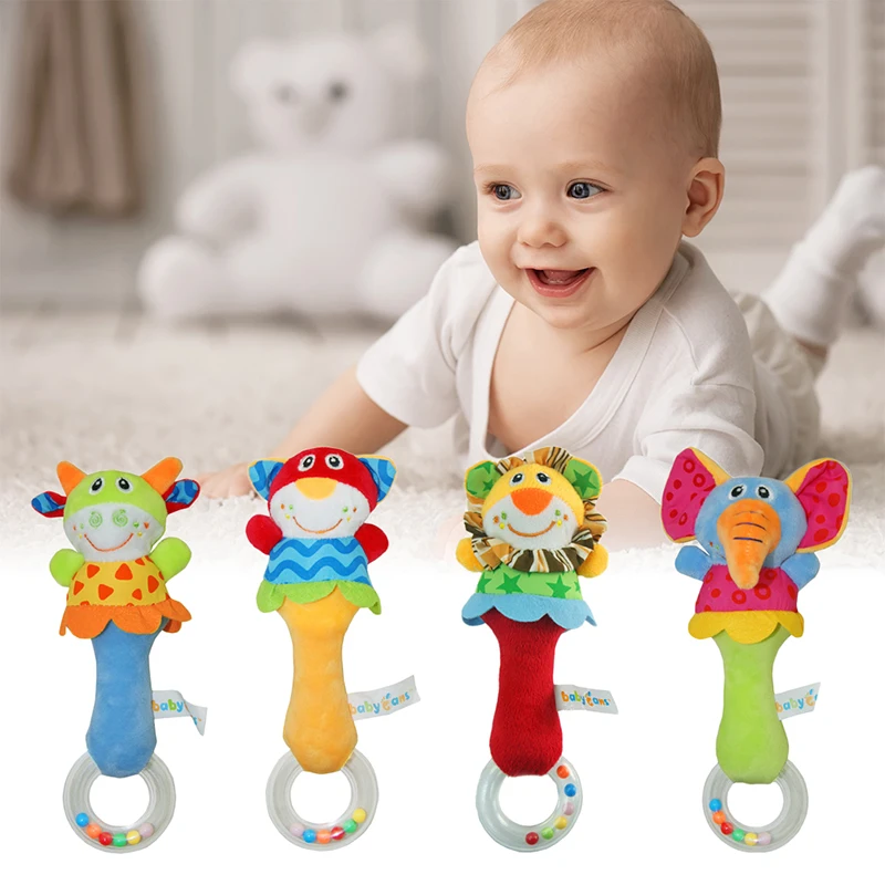 Transparent Doll Teether Rattle Props Baby Hand Puppet Stick Baby Puzzle Cartoon Animal Infant Funny Baby Rattle Stick Toy