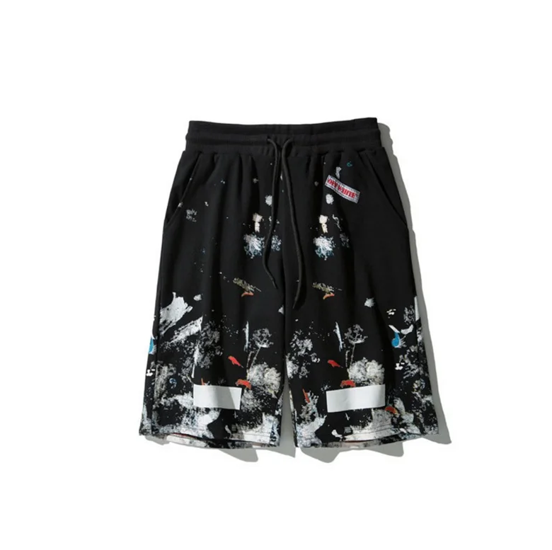 

OFF-WHITE fireworks splash starry sky square slant men's shorts couple beach casual
