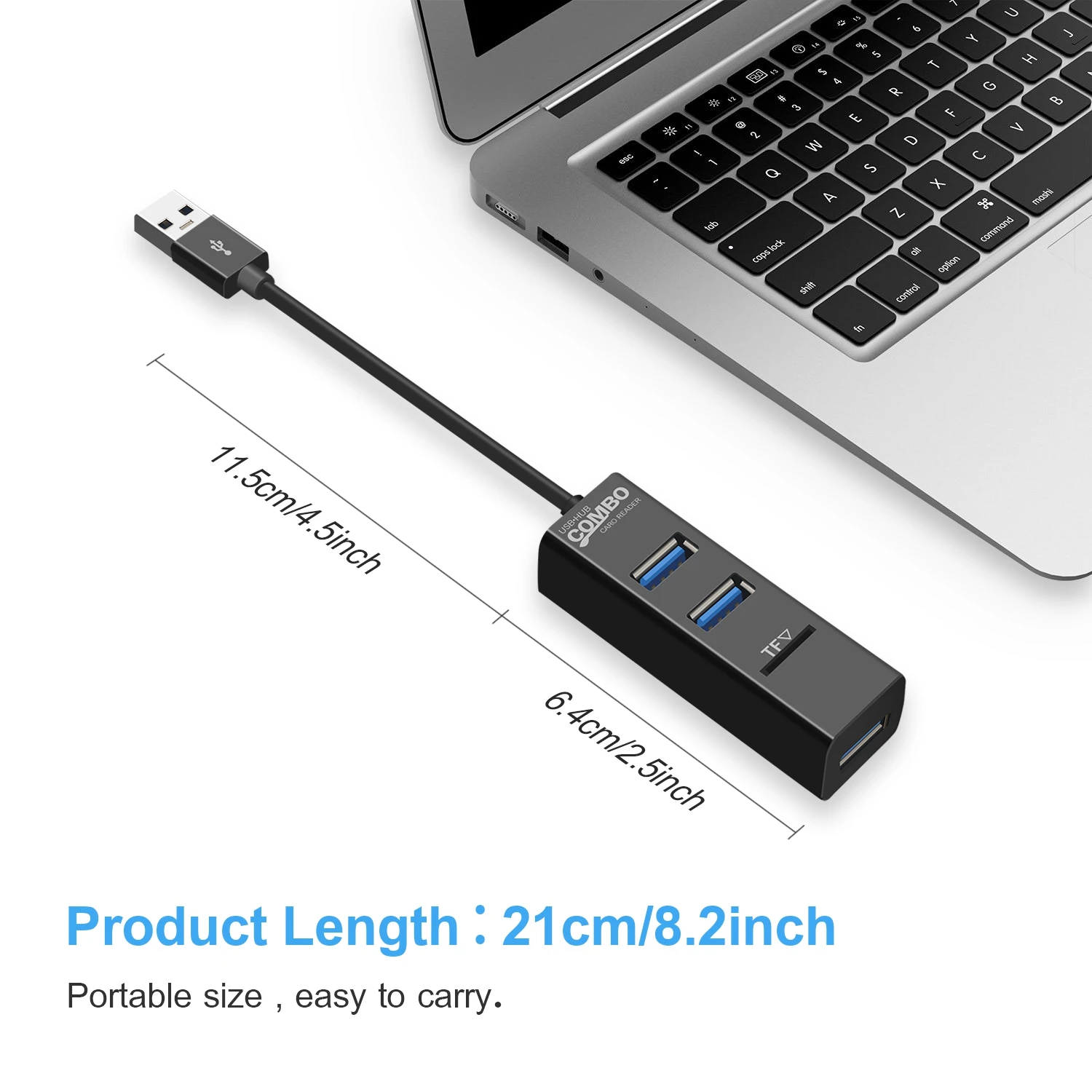 Mini 3 Ports USB 2.0 to TF External Card Reader Adapter USB 2.0 Hub Splitter For Laptop Desktop Peripherals Computer Accessories