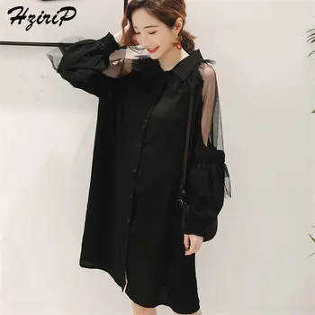 

HziriP New Summer Mesh Maternity Dresses Loose Long Sleeves Fresh Pregnant Women Dress Casual Pregnancy Elegant Patchwork Lace