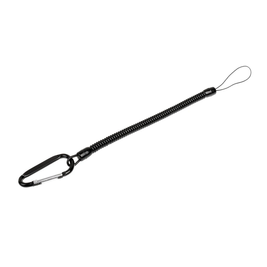 Multifunctiona PU Fishing Lanyard Spring Rope Stretchy Coil Cord Coiled Tether with Carabine