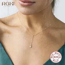 ROXI ожерелье из стерлингового серебра 925 пробы женское золотое CZ Lariat ожерелье богемное длинное ожерелье Y ожерелье s& Подвески массивные ювелирные изделия