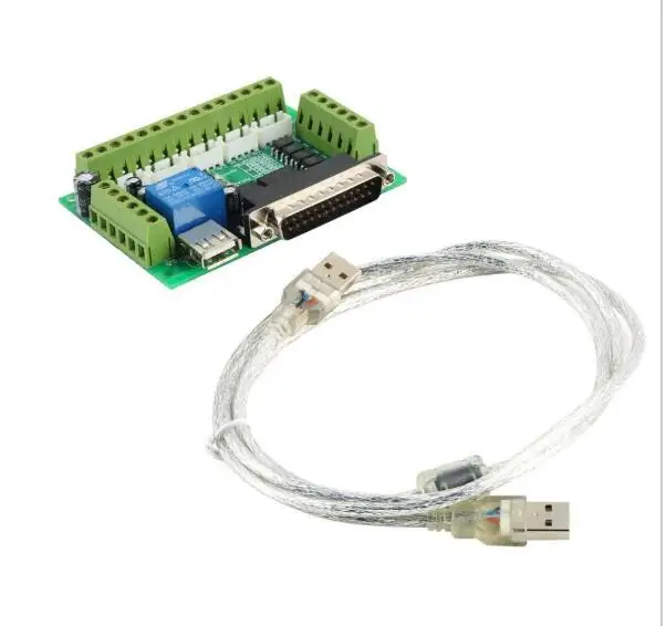 

1pcs MACH3 Engraving machine 5 Axis CNC Breakout Board With Optical Coupler For Stepper Motor drive controller+USB cable