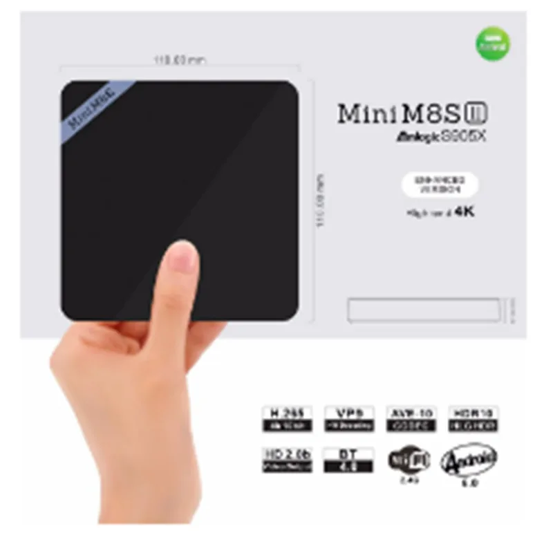 2016 новинка Android 6 1 ТВ приставка MiniM8S II Amlogic S905X cpu 2G ram 8G rom 4K H.265 Медиаплеер Smart tv Mini M8S