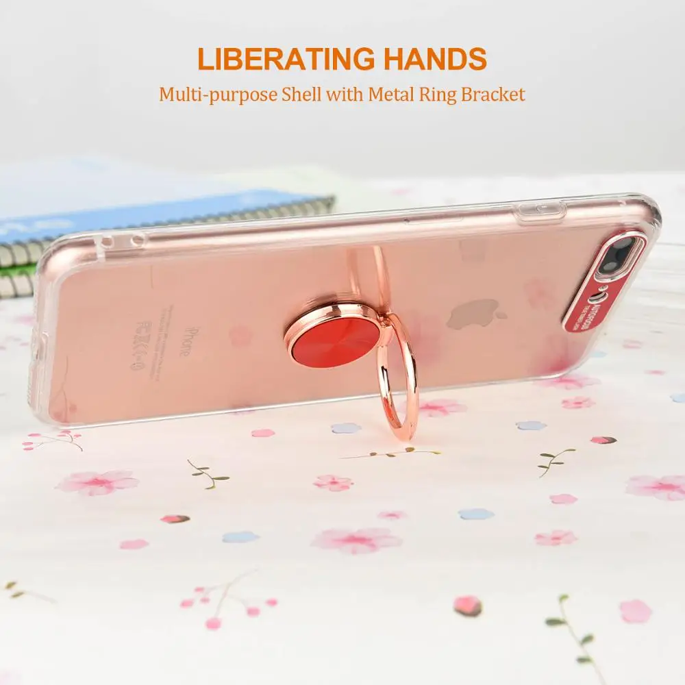 

FastDeng fashion simple finger ring holder for iPhone 6 7 8p case Transparent Acrylic shockproof for iPhone X XS XR XS Max case