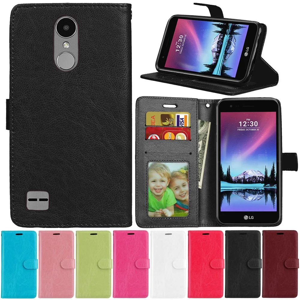 For Funda LG K10 2017 Case PU Leather Wallet Flip Mobile Phone