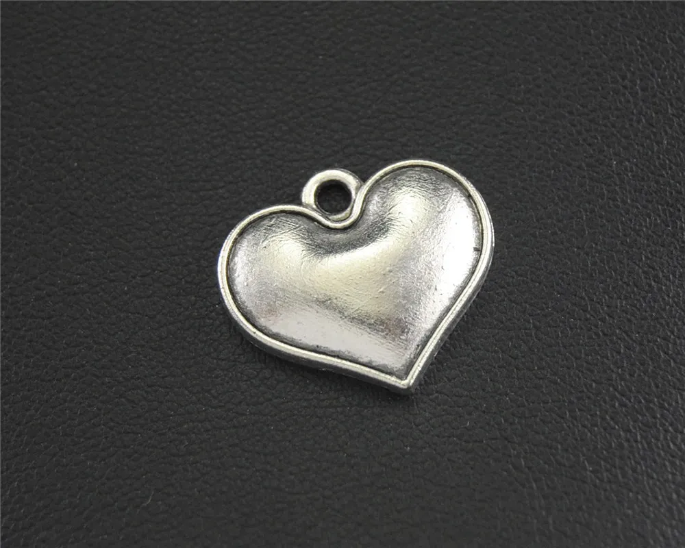 

30pcs Antique Sliver 3d radian heart Charm Pendant DIY Necklace Bracelet Bangle Findings 15x16mm A1425