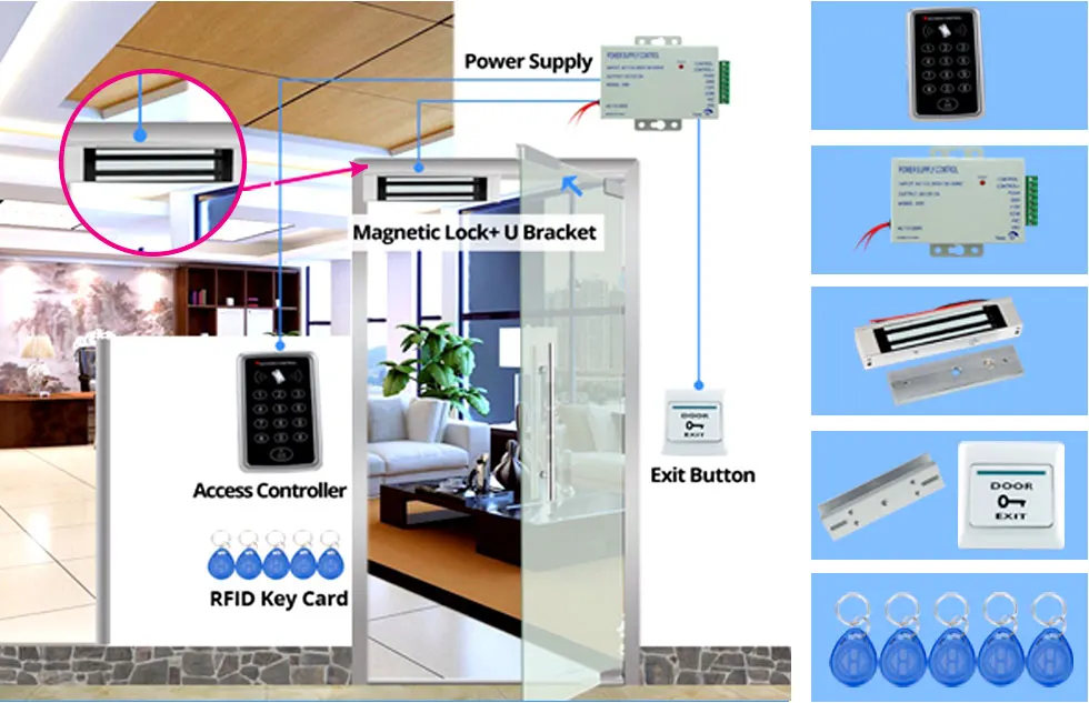 Водонепроницаемый rfid-контроллер доступа T11+ Электрический замок управления+ источник питания 3а/12 В+ кнопка выхода+ 5 ключей+ дверной держатель+ кронштейн