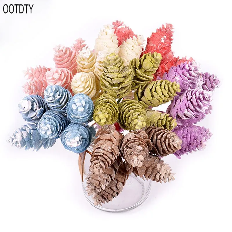 

OOTDTY DIY Plant Artificial Pinecones Pineal Flowers Ornament Fairy Garden House Home Landscape DIY Christmas Decoration Gift