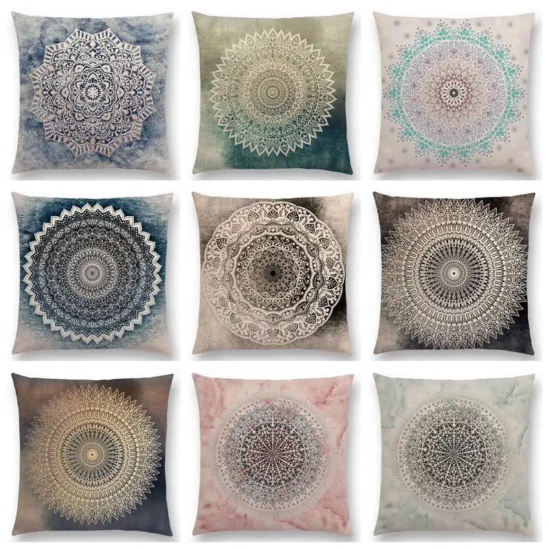

Dreamy Rainbow Boho Desert Flower Gorgeous Gold Mandalas Savanah Fantasy Serenity Beautiful Cushion Cover Sofa Throw Pillow Case
