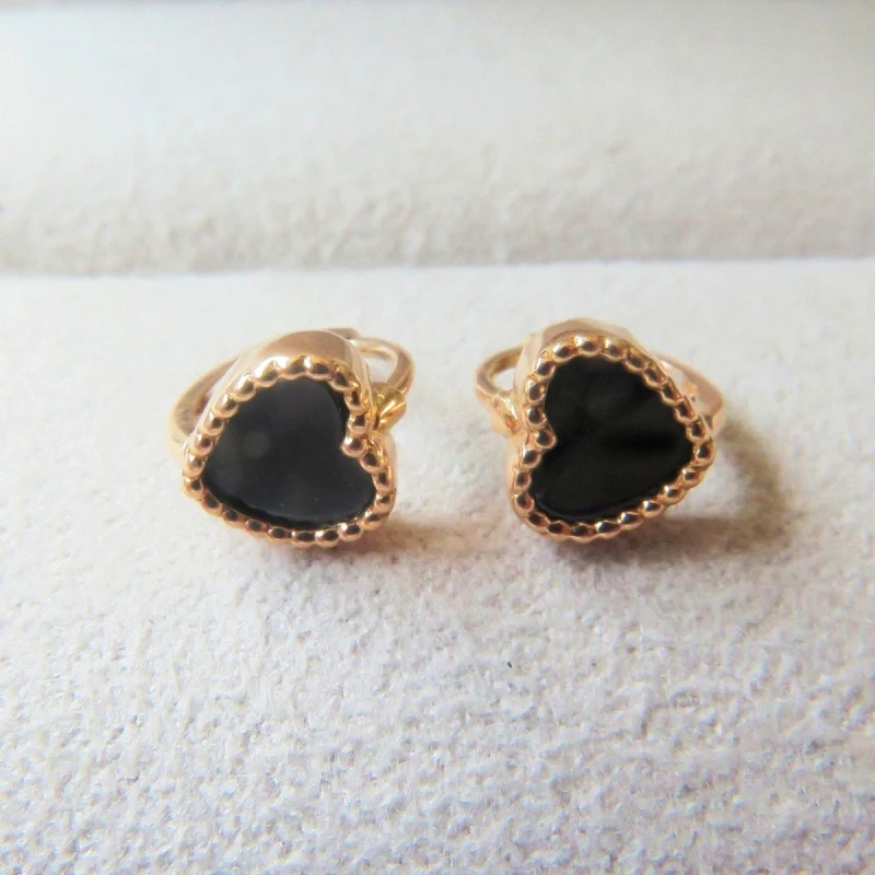 

New Arrival Pure Au750 18K Rose Gold Women Heart Hoop Earrings 1.3-1.6g