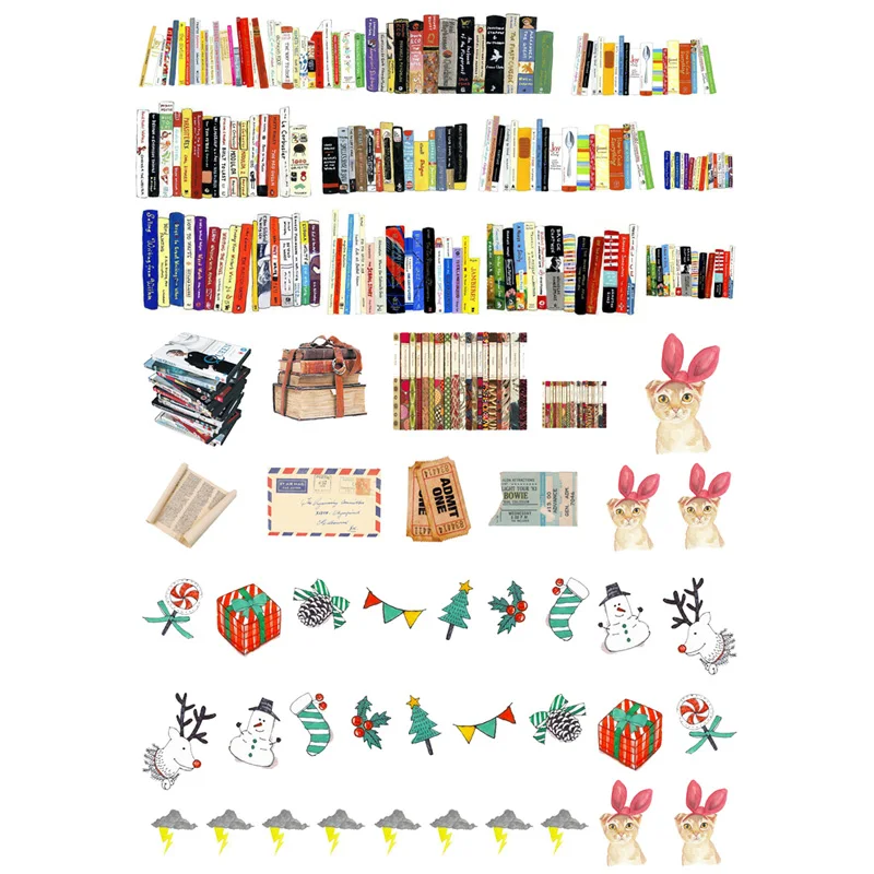 

2 pcs/lot Book and Xmas Decor DIY Craft Uncut Stationery Paper Sticker Post It Scrapbooking Toy Diary Planner Stickers