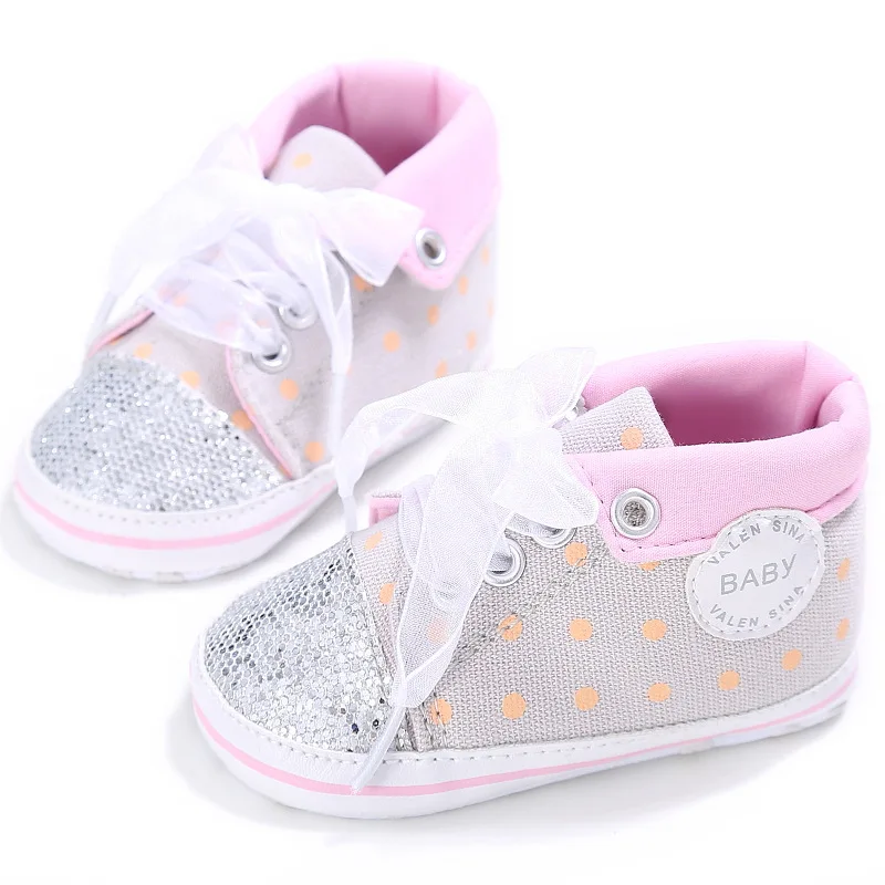 Babyshoes/Новые весенне-осенние модные мягкие пинетки для новорождённых, в горошек, на шнуровке, для малышей 0-18 месяцев - Цвет: A3