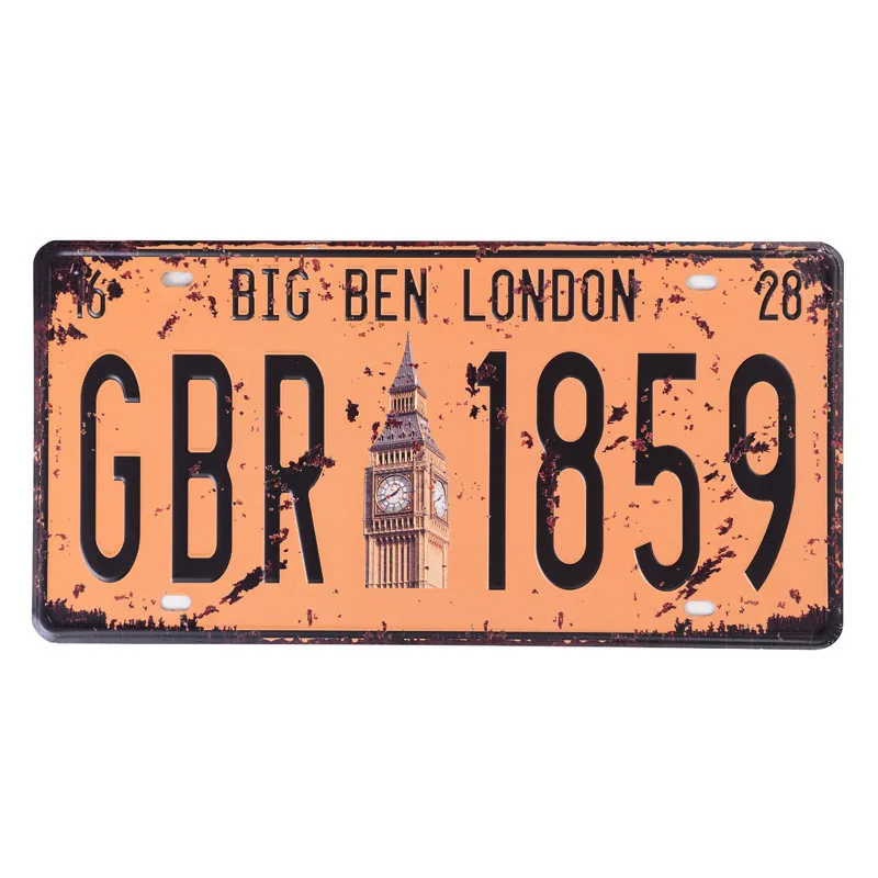 USA Vintage Plate Metal Tin Signs Route 66 Car Number Garage Decor License Plaque Poster Club Wall Pin Up Poster 30*15CM C4
