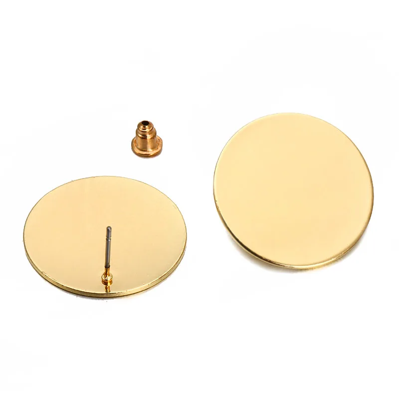 1Pair High Quality Gold Metal Circle Stud Earrings Minimalist Geometric Round Ear Stud Fashion  Jewelry Gift For Women