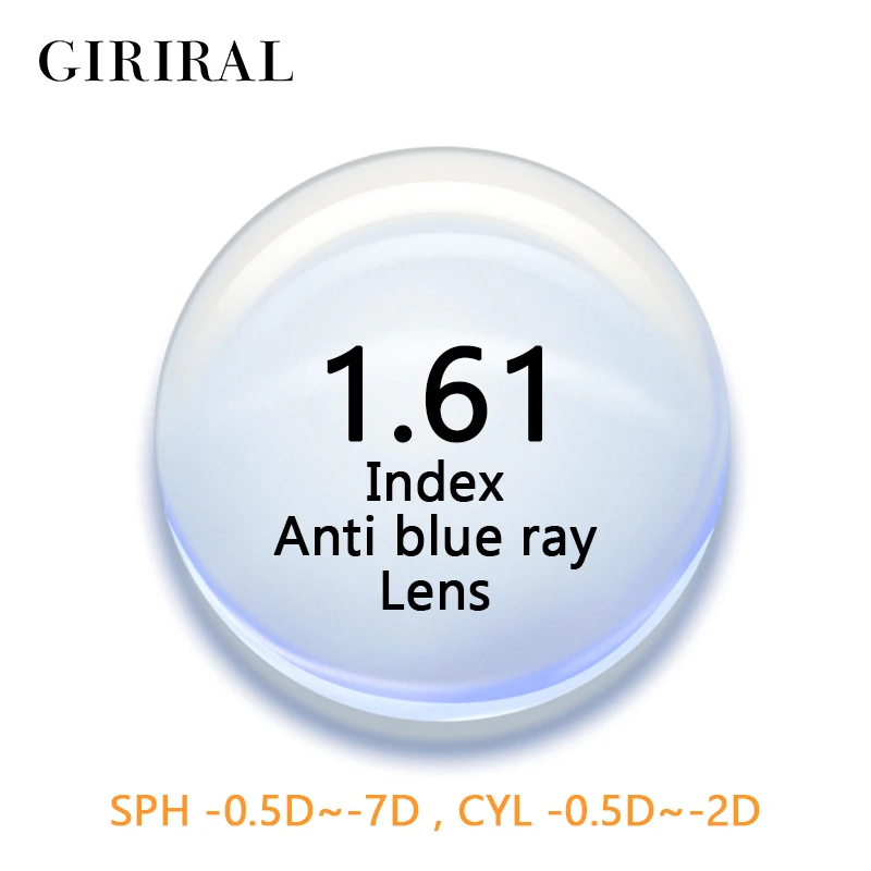 

1.61 Index CR-39 Anti blue ray glasses lenses computer clear goggles optical reading myopia prescription lenses eye #1.61FLG