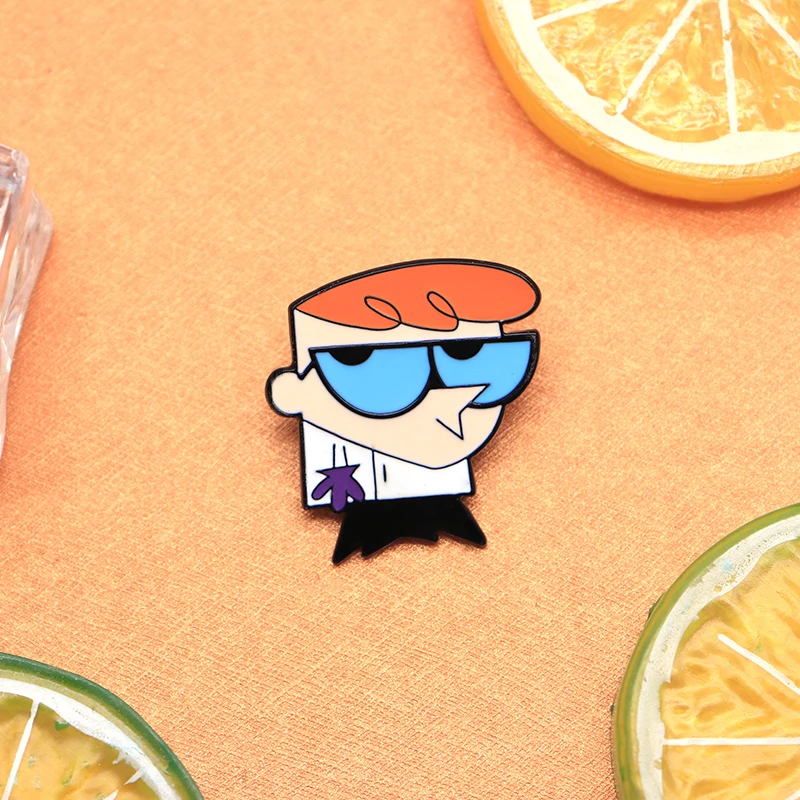 Мультфильм аниме мальчик Броши Dexter's Laboratory эмалированная булавка для мальчиков девочек нагрудная булавка шляпа/булавки "Сумка" джинсовая куртка Женская Брошь SC4557