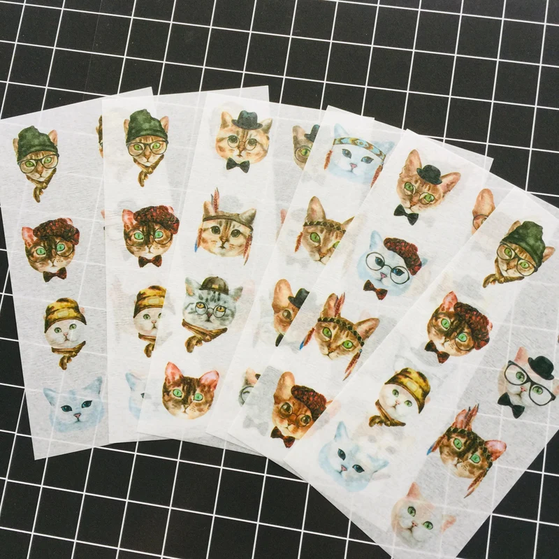 

6 Sheets Kawaii Cats Meow World Decorative Stickers Label Stick Decoration