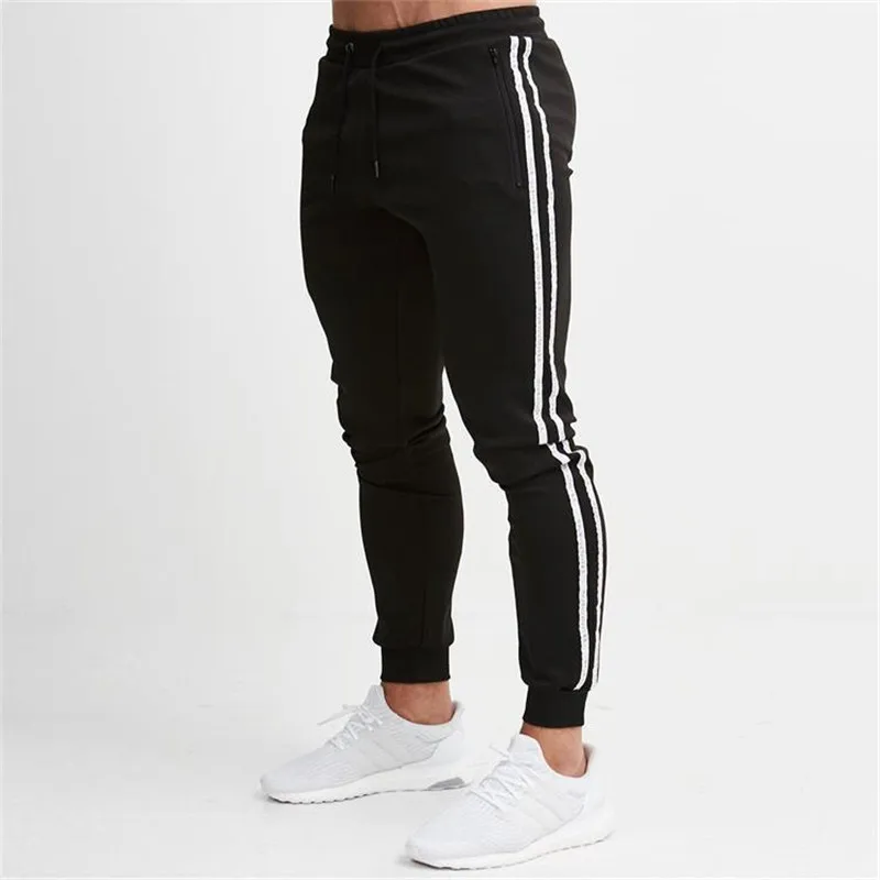 2019 رجل ركض سراويل تقليدية اللياقة البدنية الرجال الرياضية رياضية القيعان نحيل Sweatpants بنطلون أسود صالات رياضية عداء ببطء السراويل الترنك