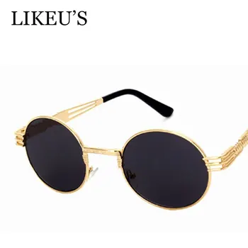 

LIKEU'S Fashion Metal Steampunk Sunglasses Women Brand Designer Unique Men Gothic Sun glasses Vintage Metal round Sunglasses