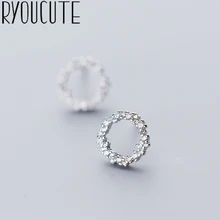 Настоящее серебро 925 проба Круглый Круг Серьги для женщин Свадебные ювелирные изделия Pendientes