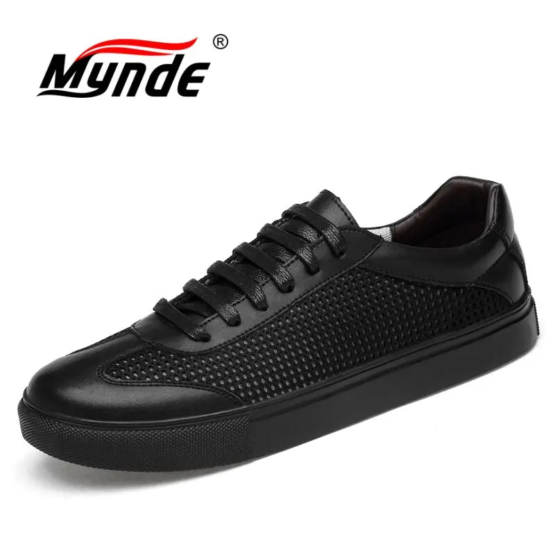 

Mynde Genuine Leather Men Casual Shoes Spring Autumn 2018 New Breathable Soft Men's Handmade Flats Men Shoes Men Sneakers
