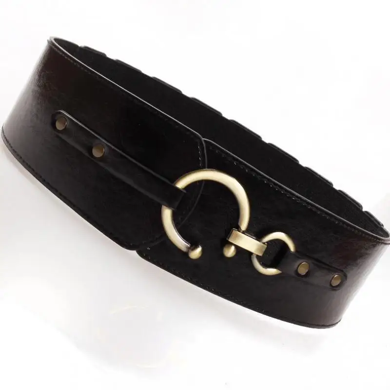

New Women Autumn Wide Belt Anti Scratch PU Elastic Belts with Hook Slim Decoration Waist Corset Leather Coat Belt