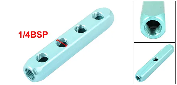 Air Compressor 12mm Thread Dia 4 Way Hose Pipe Inline Manifold Block Splitter