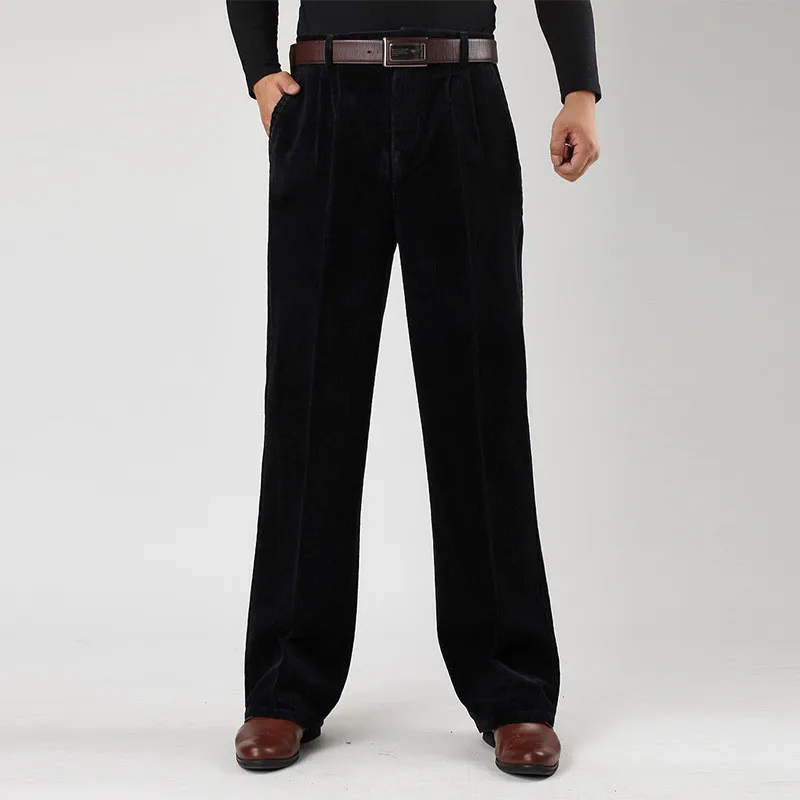 Winter Men's Thick Corduroy Casual pants Men's Cotton Corduroy Double Pleated High waist Loose Thick trousers Size 30-42 44 46