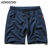 NEWDISCVRY Повседневное Для мужчин s шорты Лето Хлопок, Бамбук Твердых Цвет пустой Для мужчин; короткие штаны человек эластичной резинкой на талии шорты