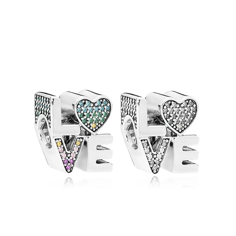 5PCS-New-Silver-Plated-Bead-Charm-European-Wrod-Love-Heart-Pendant-Crystal-Beads-Fit-Women-Pandora