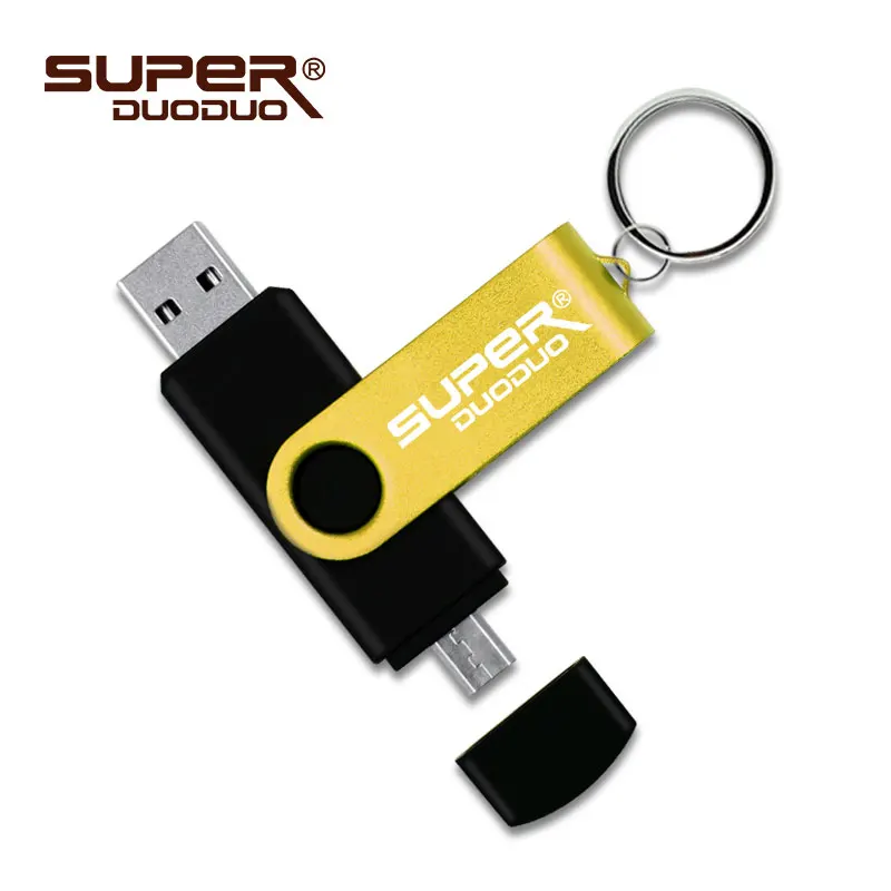 OTG вращающийся usb флеш-накопитель 4 ГБ 8 ГБ 16 ГБ Флешка 32 Гб 64 Гб карта памяти Новая мода флеш-накопитель для компьютера - Цвет: Yellow