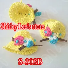 600X(3,5x4,5 см) супер красивое кружево кроше ручная работа миниатюрная шляпа в желтый/слоновой кости/светло-синий, 3 цвета