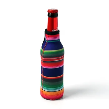 

Wholesale Blanks Stripe Beer Cooler Rainbow Print Bottle Wrap Neoprene Beer Holder Wedding Gift free shipping DOM106508