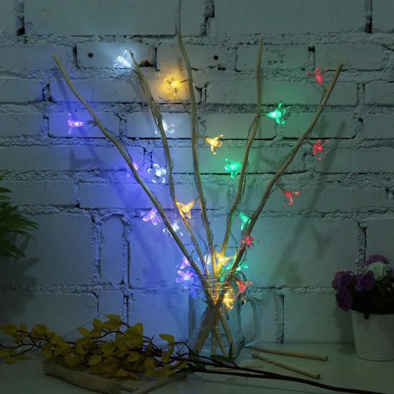 

1Set 5PCS Tree Branches Cherry Blossoms Peach Flower 25 LED Holiday Light LED String Light Fairy Christmas Light Sakura Garland