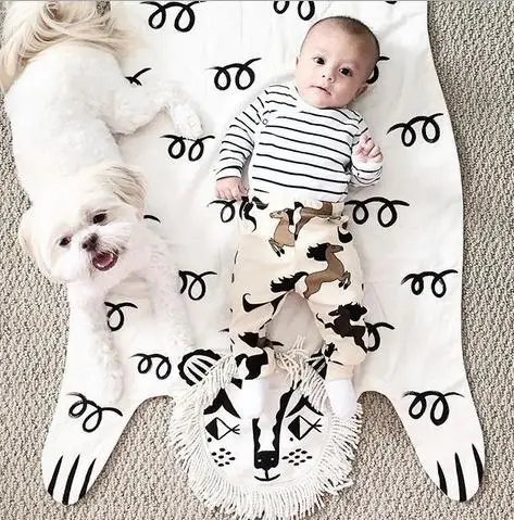 

free shipping Hot sale Fashion Blanket, Baby lion Blanket quilt Animal Carpet ,Warm play games Mats christmas gift rug for kids