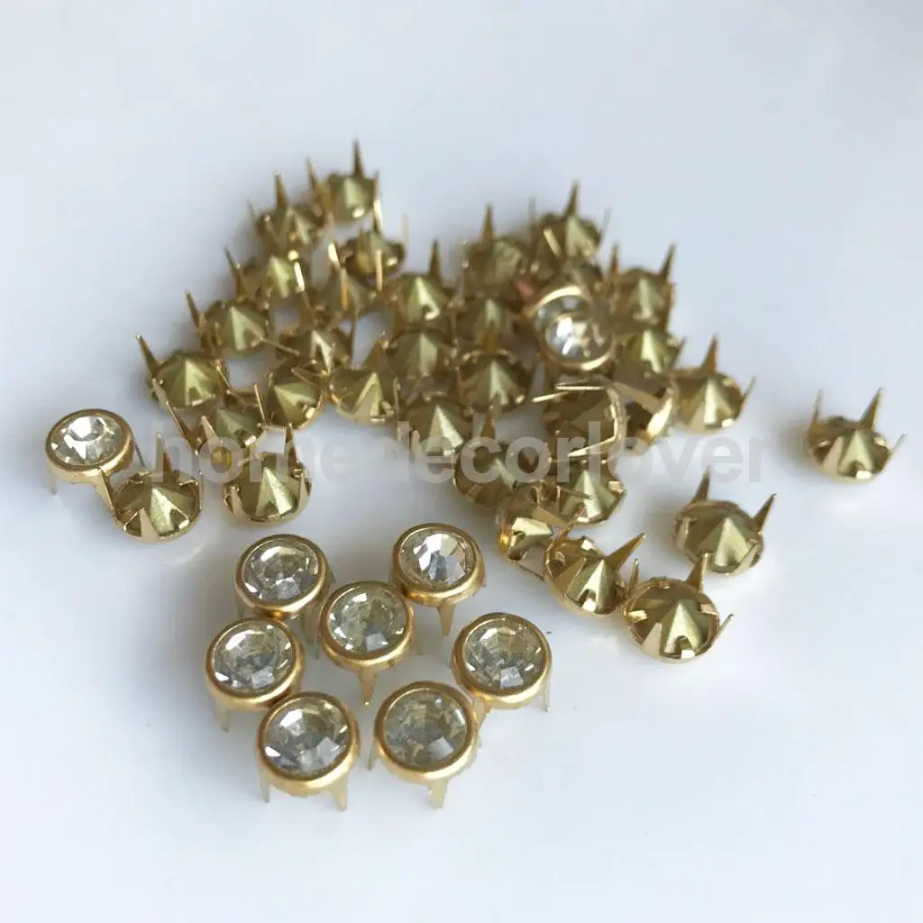 50Pcs Clawed Rhinestone Studs Punk Spikes Studs Flat  Cone Decorative Rivets DIY Set For Clothes Clothing Bag Shoes Leather