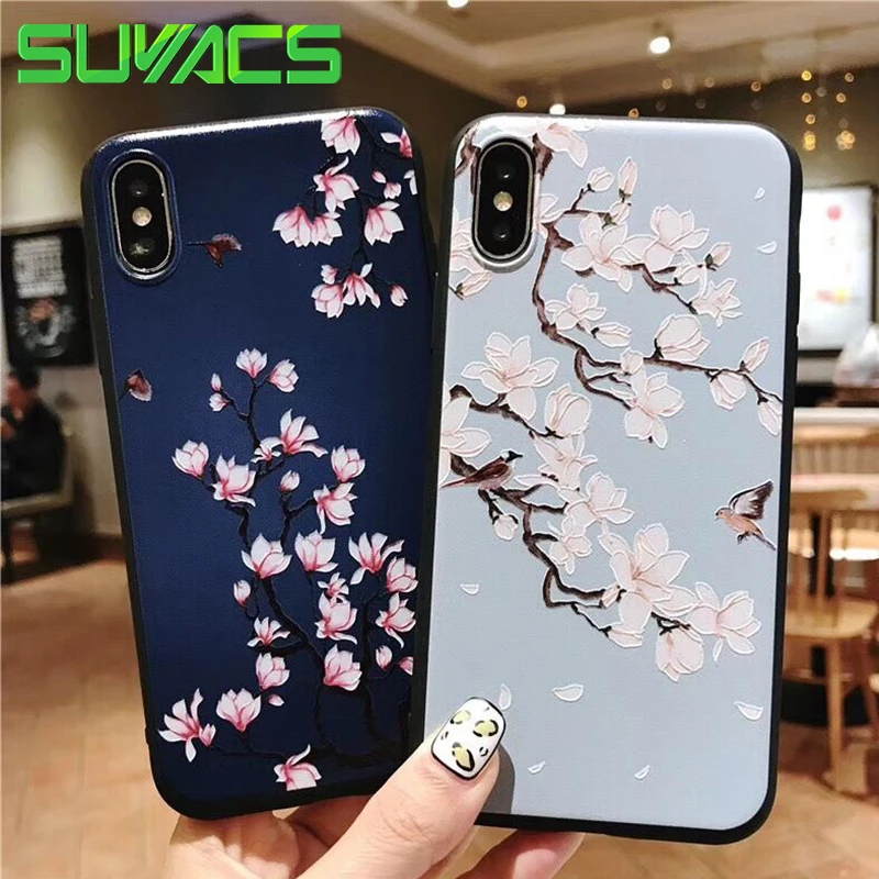 

SUYACS Phone Case For iPhone 6 6S 7 8 Plus X XS MAX XR Peony Flower Matte Fosted Soft TPU Graphic Phone Case Cover Shells Bag