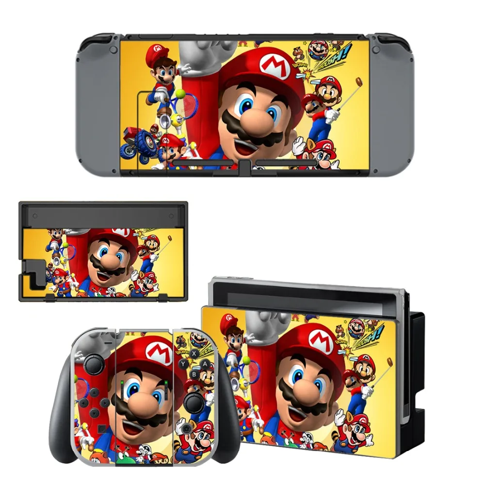 Марио наклейка виниловой кожи протектор Стикеры для nintendo переключатель NS консоли + контроллер + держатель подставки защитный плёнки