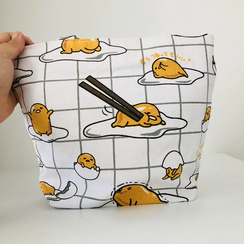 Gudetama сумка для обеда с рисунком милые сумки Холщовая Сумка для пикника дорожная сумка для хранения модные сумки для обеда для женщин девочек дамы дети