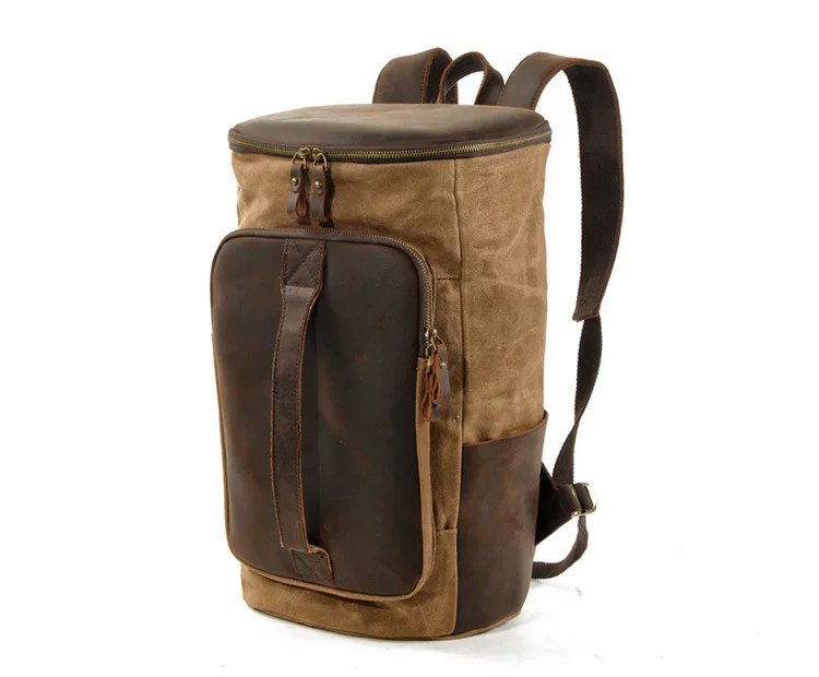 Открытый для мужчин рюкзак спортивный путешествия масло воск холст плеча вместительный рюкзак дорожная сумка