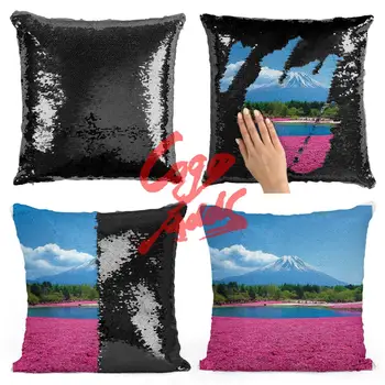 

Fuji Shibazakura Festival Burkina Faso Cushion Cover 40*40 Mermaid Glitter Pillow with Sequin Pillowcase Decorative Pillows