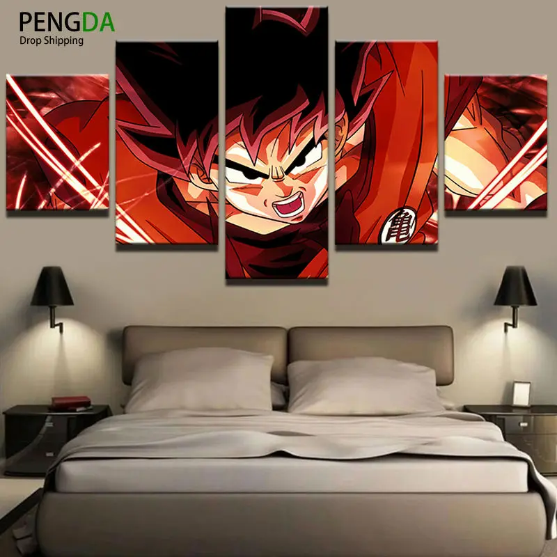 

5 Pieces Cartoon Wall Painting Dragon Ball Artwork Children's Birthday Gifts Decorate The Children's Room